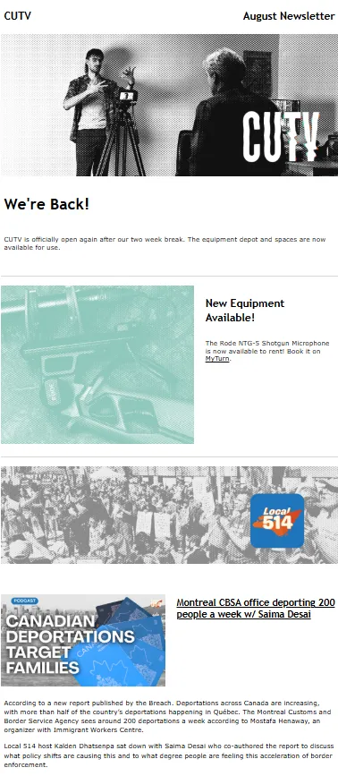 Newsletter after redesign
