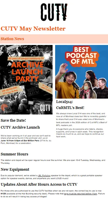 Newsletter before redesign